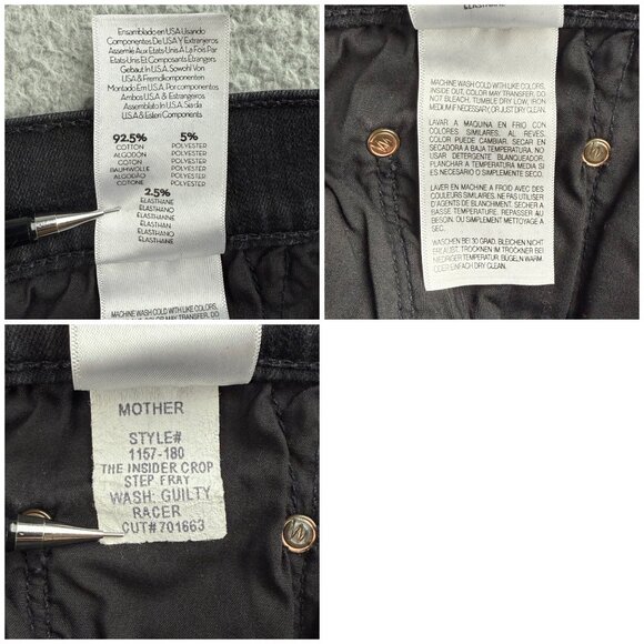Mother Jeans Womens 25 Pants Black Insider Crop Step Fray Guilty Racer Stripes 1 - Picture 10 of 11